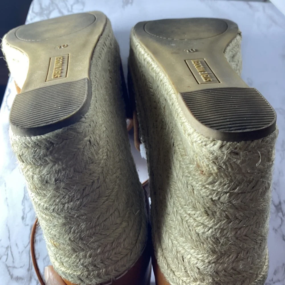 Steve Madden Jaylen Sandals Cognac Suede Shoes Size  10 Espadrilles with Box